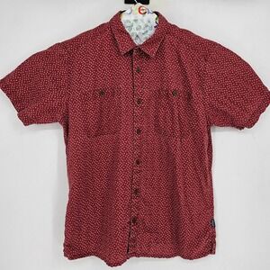 Patagonia Shirt Mens Large Button Up Hemp Cotton Blend Short Sleeve Back Step